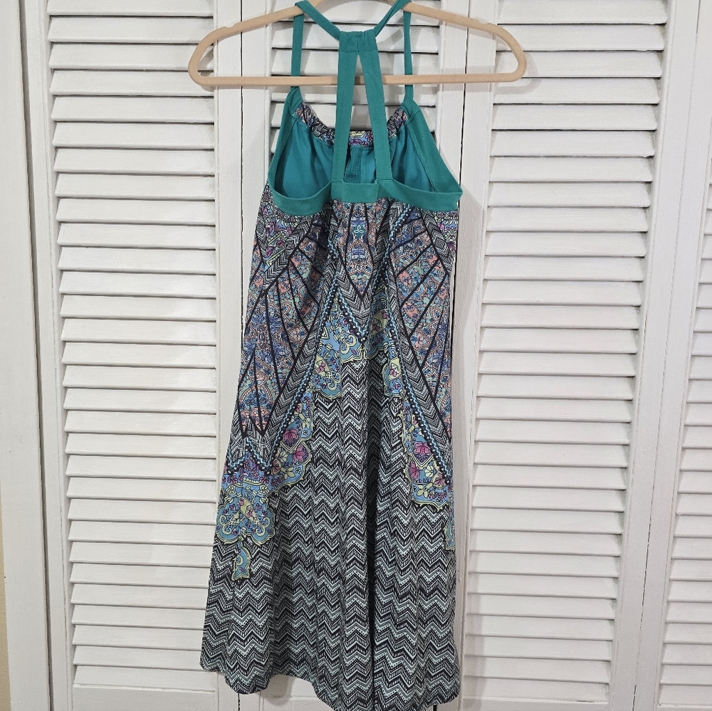 Prana Teal and Black Patterned Dress
